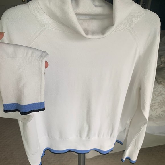 Aritzia White Scoop Turtleneck with Blue stripe - Picture 2 of 7